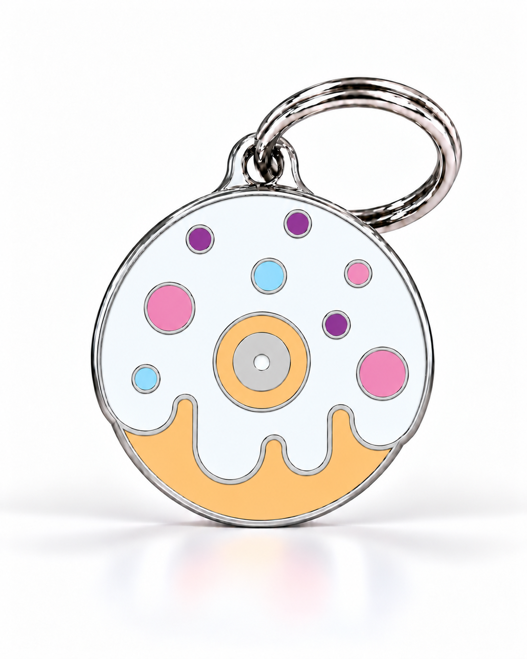 TAGiDOG Vanilla Donut ID Tag dog ID tag, front view on white