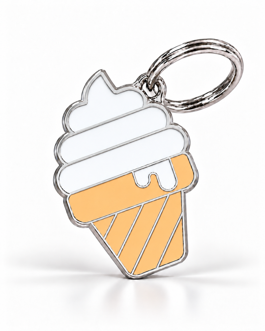 TAGiDOG Vanilla Ice Cream ID Tag dog ID tag, front view on white