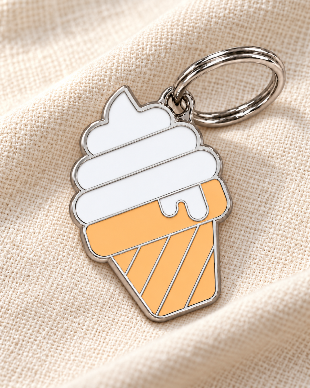 TAGiDOG Vanilla Ice Cream ID Tag dog ID tag on light linen