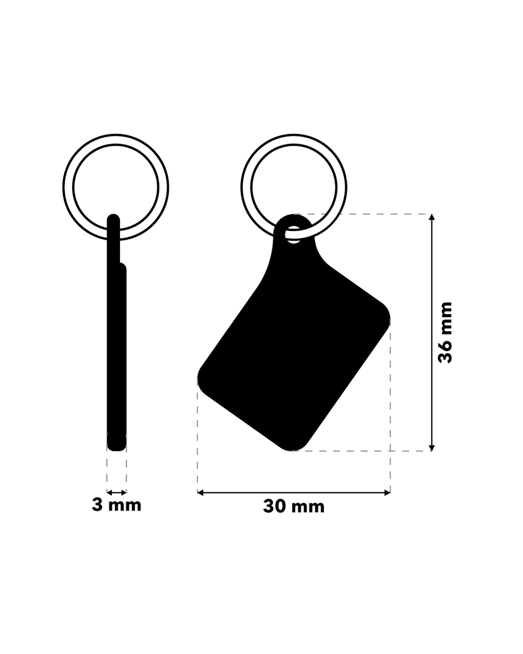 TAGiDOG Vegas Diamonds ID Tag ID tag dimensions, 30 mm wide and 36 mm high, 3 mm thickness