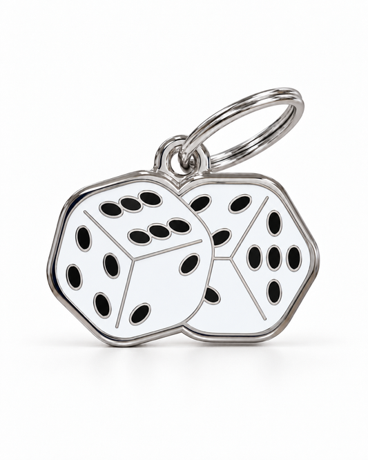 TAGiDOG Vegas Dice ID Tag dog ID tag, front view on white