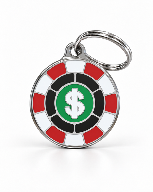 TAGiDOG Vegas High Roller ID Tag dog ID tag, front view on white