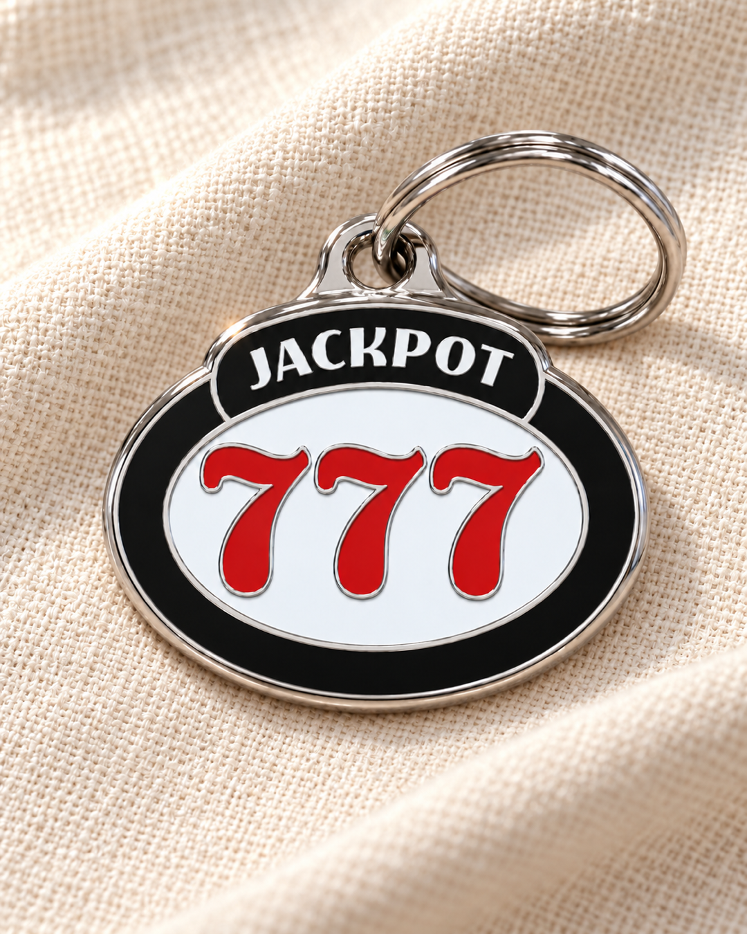 TAGiDOG Vegas Jackpot ID Tag dog ID tag on light linen