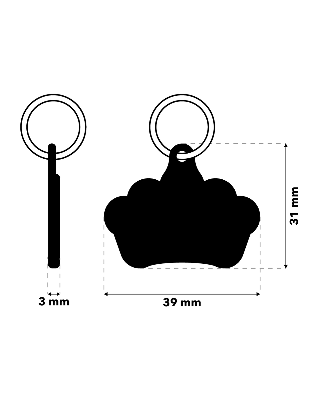 TAGiDOG Vivid Queen Pink ID Tag ID tag dimensions, 39 mm wide and 31 mm high, 3 mm thickness
