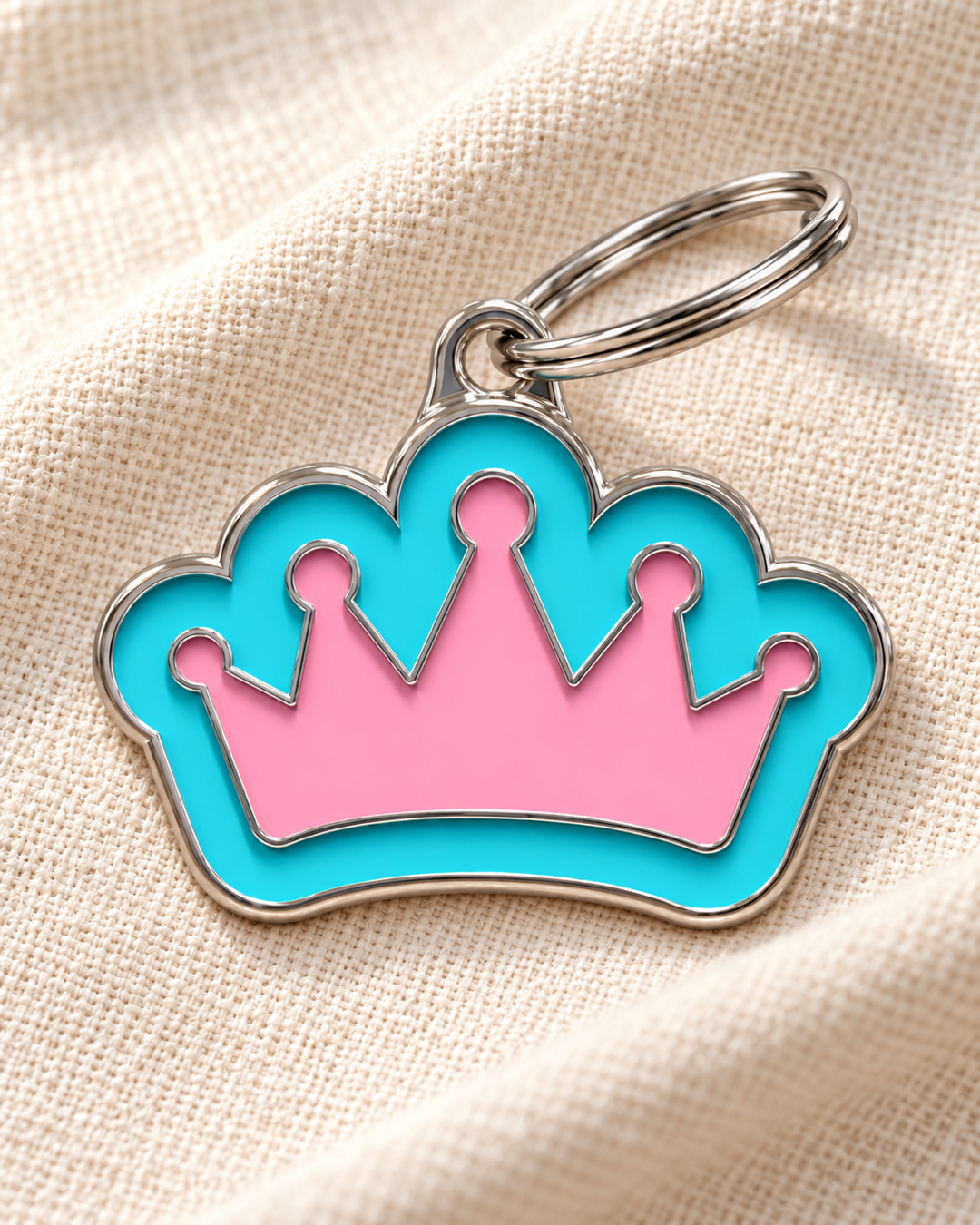 TAGiDOG Vivid Queen Pink ID Tag dog ID tag on light linen