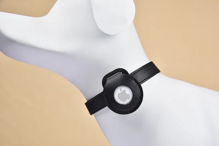 Vegan Leather Dog Airtag Holder - Black - Babis - Airtag Holder